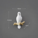 Resin birds figurine wall hooks decorative home decoration accessories key bag handbag coat rack holder wall hanger for clothes