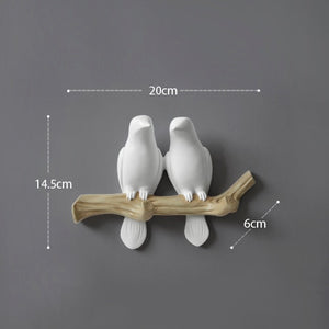 Resin birds figurine wall hooks decorative home decoration accessories key bag handbag coat rack holder wall hanger for clothes