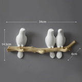 Resin birds figurine wall hooks decorative home decoration accessories key bag handbag coat rack holder wall hanger for clothes