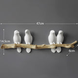 Resin birds figurine wall hooks decorative home decoration accessories key bag handbag coat rack holder wall hanger for clothes