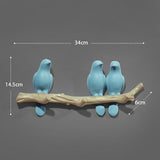 Resin birds figurine wall hooks decorative home decoration accessories key bag handbag coat rack holder wall hanger for clothes