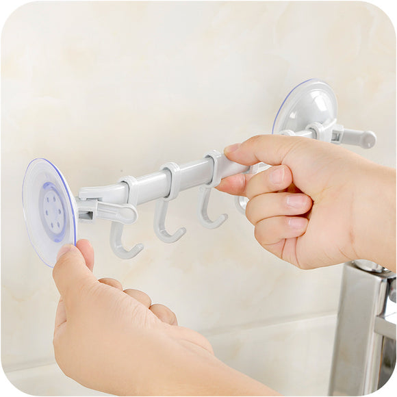 Wall Door Hook Wall Vacuum Rack Suction Cup 6 Hooks Towel Bathroom Kitchen Holder Sucker Hanger FPing