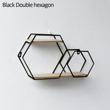 Nordic Iron Hexagonal Grid Wall Shelf Decorative Storage Rack Holder Hanging Wall Shelves Decorative Display Crafts Shelves