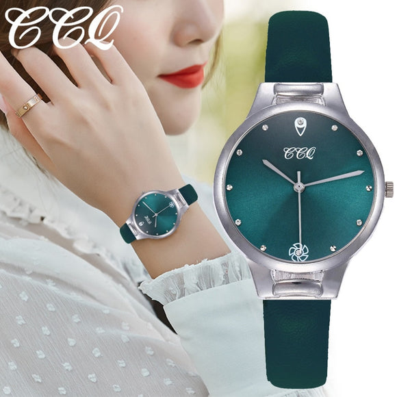 Luxury Women Watches Green Dial Ladies Quartz Wristwatch Fashion Leather Strap Clock Creative Dress Gift Relogio Feminino@50