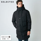 SELECTED 2019 New Winter Down Jacket Men's Zipper and Hat Casual Clothes Medium-and-Long Coat  S | 418412503