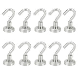 OUNONA 10 Pcs Magnetic Hooks Power Hook Magnet Holder Super Heavy Neodymium Rare Earth 5.5kg Suction For Cup Key