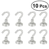 OUNONA 10 Pcs Magnetic Hooks Power Hook Magnet Holder Super Heavy Neodymium Rare Earth 5.5kg Suction For Cup Key