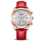 Women Watches MEGIR Fashion Pink Leather Ladies Quartz Watch Women Clock Lovers Hour Relogio Feminino Montre Femme Reloj Mujer