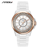 SINOBI Fashion Women Diamonds Wrist Watches Imitation Ceramics Watchband Top Luxury Brand Dress Ladies Geneva Quartz Clock 2019