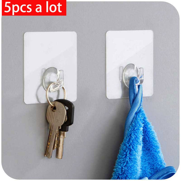 5pcs/vanzlife adhesive suction cups transparent strong hooks for the kitchen rack wall hanger on the bathroom adhesive hook wall