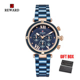 REWARD Luxury Brand Women Fashion Watches Steel Waterproof Sport Quartz Chronograph Military Watch Female Clock Relogio Feminino