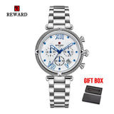 REWARD Luxury Brand Women Fashion Watches Steel Waterproof Sport Quartz Chronograph Military Watch Female Clock Relogio Feminino